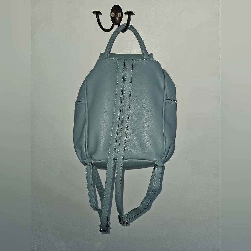 Gianvito Rossi Powder Blue Leather Backpack with Buckle Flap